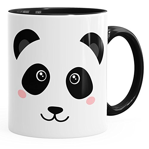 MoonWorks Kaffee-Tasse Panda Gesicht Pandabär Tiergesichter Teetasse Keramiktasse schwarz unisize von MoonWorks