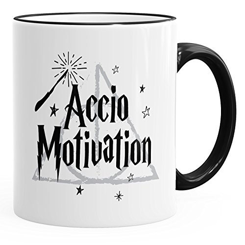 MoonWorks Kaffee-Tasse Spruch Accio Motivation Teetasse Keramiktasse schwarz unisize von MoonWorks