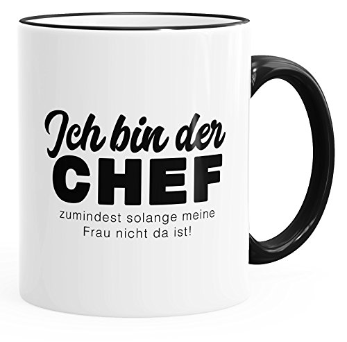 MoonWorks Kaffee-Tasse Spruch Ich bin der Chef zumindest so lange bis meine Frau schwarz unisize von MoonWorks