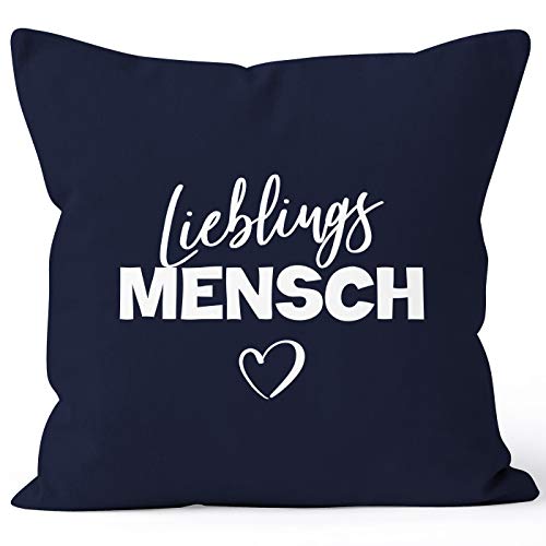 MoonWorks Kissen-Bezug Lieblings-Mensch Motiv Kissen-Hülle Deko-Kissen Geschenk Navy Unisize von MoonWorks