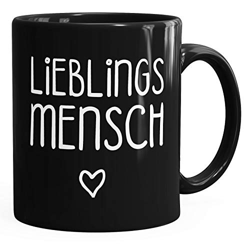 MoonWorks Lieblingsmensch Kaffee-Tasse schwarz glänzend schwarz unisize von MoonWorks