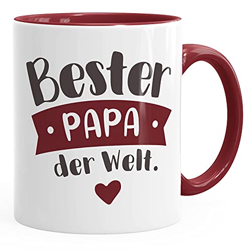 MoonWorks® Kaffee-Tasse Beste/r Mama/Papa der Welt Vatertagsgeschenk Muttertagsgeschenk Weihnachten Geschenk Bester Papa inner-bordeaux Keramik-Tasse von MoonWorks
