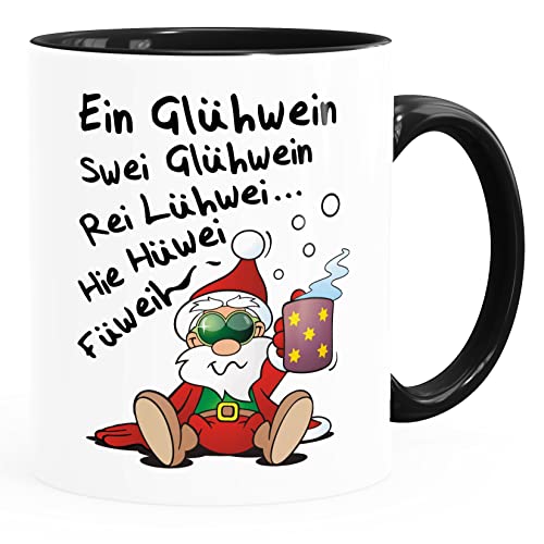MoonWorks® Kaffee-Tasse Glühwein Spruch lustig Weihnachten Weihnachtsmarkt Nikolaus Weihnachtsmann weiß-innen-schwarz standard von MoonWorks