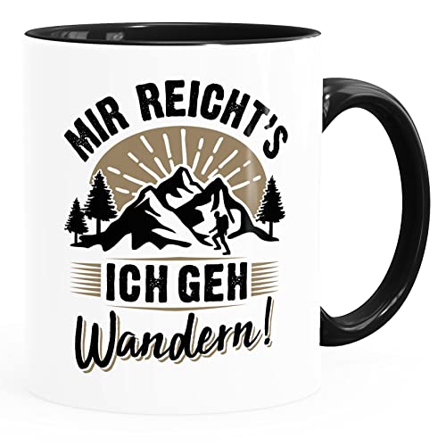 MoonWorks® Kaffee-Tasse Wanderer Mir reichts ich geh wandern Geschenke für Wanderfreunde Outdoor weiß-innen-schwarz standard von MoonWorks