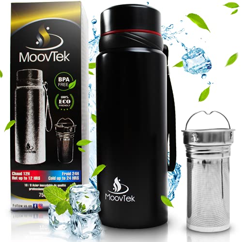 MoovTek Original Thermosflasche 750 ml aus Edelstahl, Tee & Obst, Thermosflasche, Doppelwandig, 18/8 – Kaffee, ohne BPA, für Arbeit, Schule, Büro, Wandern, Reisen von MoovTek