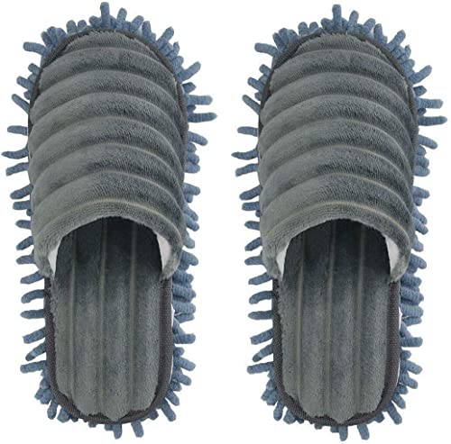 Putz-Hausschuhe mit Reinigender Abnehmbare Hausschuhe Mikrofaser-Sohle Bodenreinigung Slippers Staubtuch Hausschuhe Mop-Schuhe Putzschuhe (Medium,Grey) von Mooyii