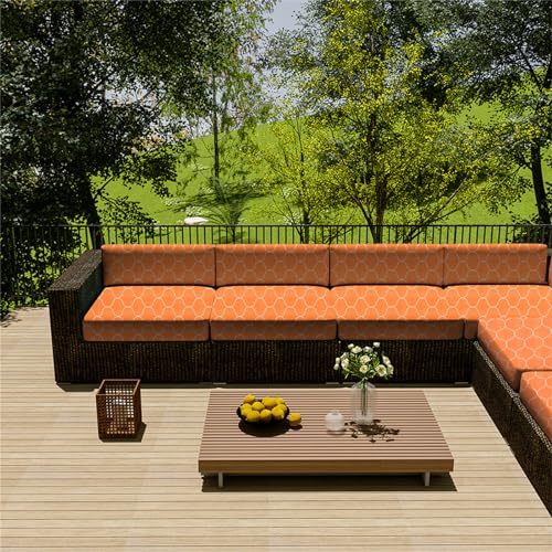 Morbuy Sitzkissen Bezüge für Rattanmöbel, Lounge Möbel Outdoor Sitzkissen Bezüge Gartenmöbel Sitzkissen Bezüge mit Reißverschluss Palettenkissen Bezüge Wasserdicht (33 * 65 * 10,Orange Marokko) von Morbuy