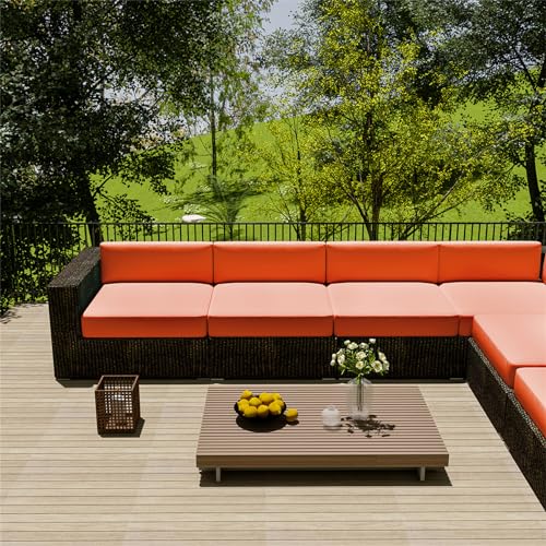 Morbuy Sitzkissen Bezüge für Rattanmöbel, Lounge Möbel Outdoor Sitzkissen Bezüge Gartenmöbel Sitzkissen Bezüge mit Reißverschluss Palettenkissen Bezüge Wasserdicht (33 * 65 * 10,Orange Gelb) von Morbuy