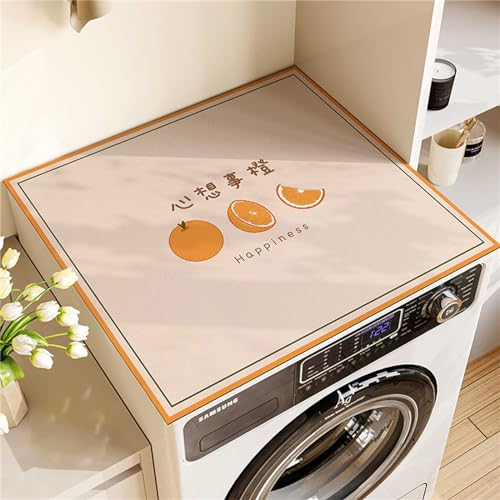 Morbuy Waschmaschinenauflage rutschfest, Karikatur Obst Drucken Tabletop Waschmaschinenauflage Saugfähig Schnelltrocknend Waschmaschinen Auflage Küchenunterlage (Orange,40x50cm) von Morbuy
