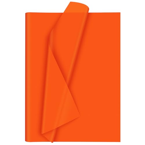 Morcheiong 60 Blatt Orange Seidenpapier, Kunst Geschenkverpackung, Seidenpapier Großpackung, für Bastelarbeiten, Blumen, Geburtstag, Halloween, Party, Festival (50 x 37 cm) von Morcheiong