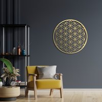 Blume Des Lebens Metall Wandkunst, Schlafzimmer Wanddeko, Wohnzimmer Lotus Über Couch Deco, Blumen Geschenk Für Sie von MorimoraWallArt