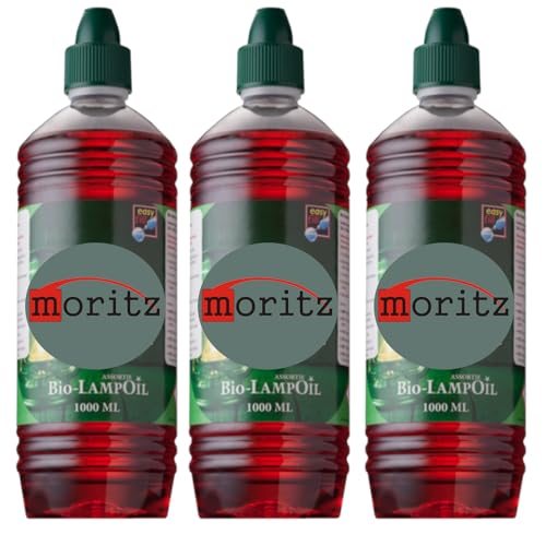Moritz 3 Liter Bio Lampenöl rot farbig für Öllampen Bambusfackeln Gartenfackel und Wandfackeln von Moritz