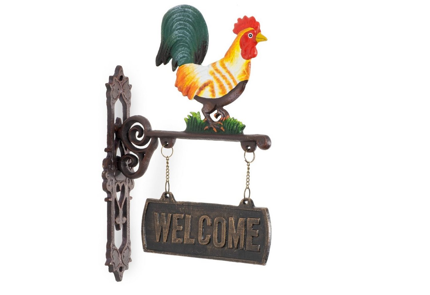 Moritz Gartenfigur Welcome Schild Huhn, (Wandglocke), Willkommensschild Deko Schild Metallschild Wanddeko Schild Deko Spruch von Moritz