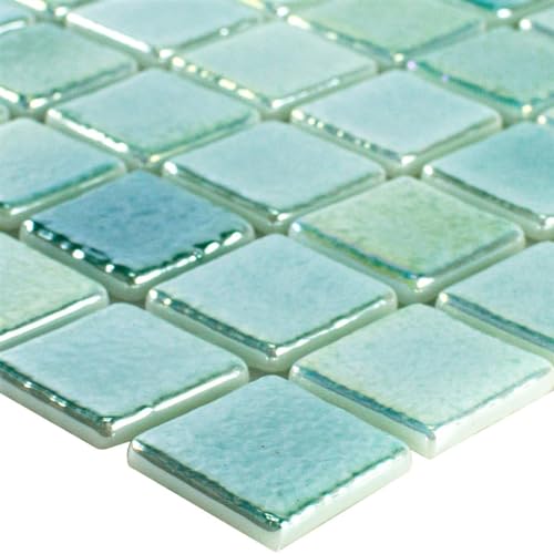 Glas Schwimmbad Pool Mosaik Fliesen Matte McNeal Türkis 25 Bad Hamam Dampfdusche von Mosafil