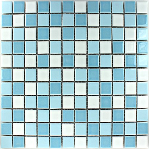 Keramik Mosaikfliesen Bodaway Blau Weiss von Mosafil
