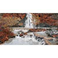 Laub Wandkunst - Wasserfall Kunstdruck Laub Wandtattoo Orange Blätter Kunst Luxus Mosaik Stein Wandkunst Anpassen von MosaicNaturalLLC