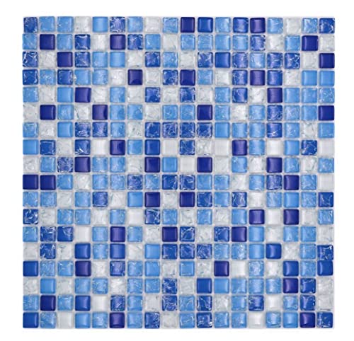 Glasmosaik Mosaikfliese gebrochen weiss Blau Wand Fliesenspiegel Küche Dusche von conwire