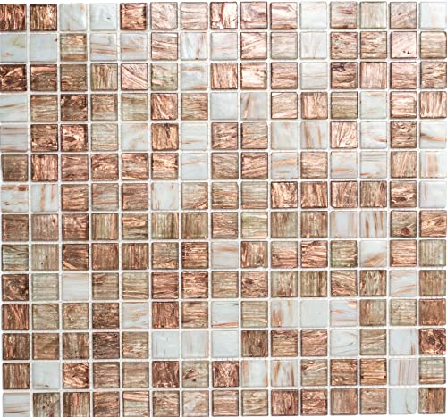 Mosaik Fliese Glas Goldstar klar weiß bronze für BODEN WAND BAD WC DUSCHE KÜCHE FLIESENSPIEGEL THEKENVERKLEIDUNG BADEWANNENVERKLEIDUNG Mosaikmatte Mosaikplatte von conwire