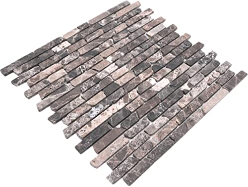 Mosaik Fliese Marmor Naturstein Brick Impala braun geflammt für BODEN WAND BAD WC DUSCHE KÜCHE FLIESENSPIEGEL THEKENVERKLEIDUNG BADEWANNENVERKLEIDUNG Mosaikmatte Mosaikplatte von conwire