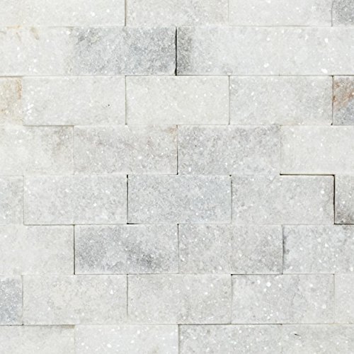 Mosaik Fliese Marmor Naturstein weiß Brick Splitface Ibiza Sugar Marble 3D für WAND BAD WC DUSCHE KÜCHE FLIESENSPIEGEL THEKENVERKLEIDUNG BADEWANNENVERKLEIDUNG Mosaikmatte Mosaikplatte von conwire