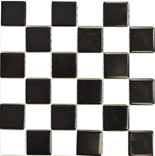 Mosaikfliese Quadrat schachbrett schwarz/weiß matt Keramikfliese, Mosaikstein Format: 48x48x6 mm, Mattengröße: 298x298mm 1 Matte von conwire