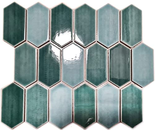 Mosaikfliese Keramik Mosaik Hexagonal grün glänzend von conwire