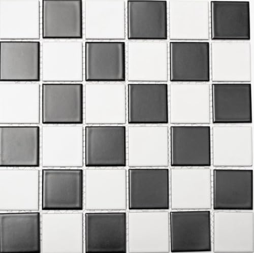 Mosaikfliese schachbrett schwarz/weiß matt Keramik Mosaik Steine von conwire