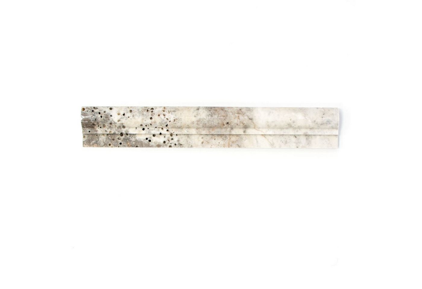 Mosani Fliesen-Bordüre Profil Travertinmosaik Borde weißgrau matt / 10 Stück von Mosani