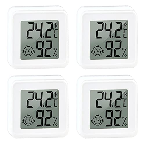 [4er-Pack] Thermometer für Innenräume | Bluetooth Digital Raumthermometer Innen | LCD Intelligentes Hygrometer | Hochpräzises Sensor Feuchtemessgerät Temperatur Monitor für Innenräum von Moslalo