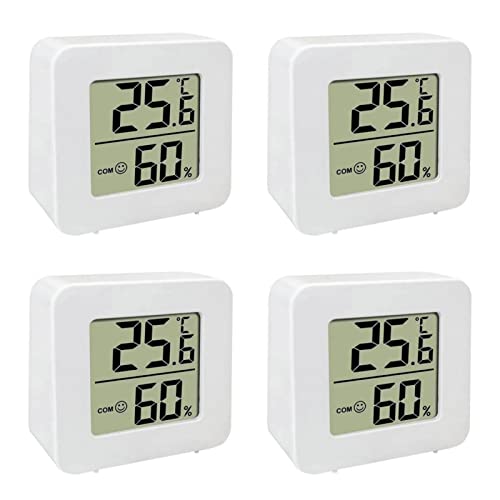 [4er-Pack] Thermometer für Innenräume | Digital Raumthermometer Innen | LCD Intelligentes Hygrometer | Hochpräzises Sensor Feuchtemessgerät Temperatur Monitor für Innenräum von Moslalo