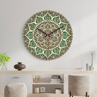 Mehrschichtige Wanduhr Aus Holz, Bunte Mandala Wanduhr, Yoga Geschenk Zur Wohnungserwärmung, Silent Sweep Holz Wanddekoration von MoureDesignArt