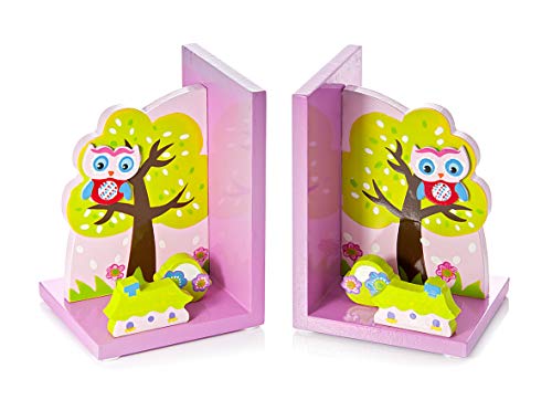 Mousehouse Gifts Buchstützen Kinder Rosa Eulen aus Holz für Mädchen von Mousehouse Gifts