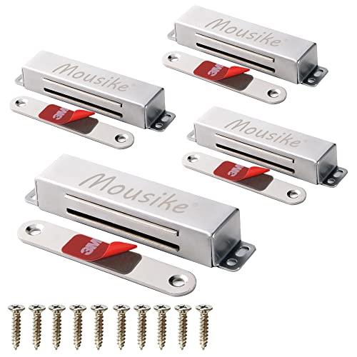 Mousike Magnetischer Türverschluss Heavy Duty 40KG Edelstahl-Türmagnete mit starkem Magnet für Küchenschrank Kleiderschrank Schrank Schranktürverschluss (Silber 4er Pack) von Mousike