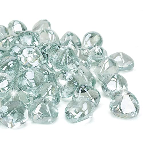 Mr. Fireglass 4,5 kg gemischte Feuerglas-Diamanten für Kamin, Feuerstelle und Landschaftsbau – 2,5 cm Kristall-Eis-Feuersteine von Mr. Fireglass