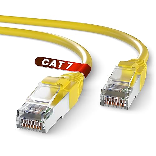 Mr. Tronic Cat 7 Ethernet Kabel 10m, CCA Hochgeschwindigkeits Ethernet Kabel, Innenbereich Patch LAN Netzwerkkabel mit RJ45 Stecker | 28AWG, SFTP geschirmtes Internetkabel (10 Meter, Gelb) von Mr. Tronic
