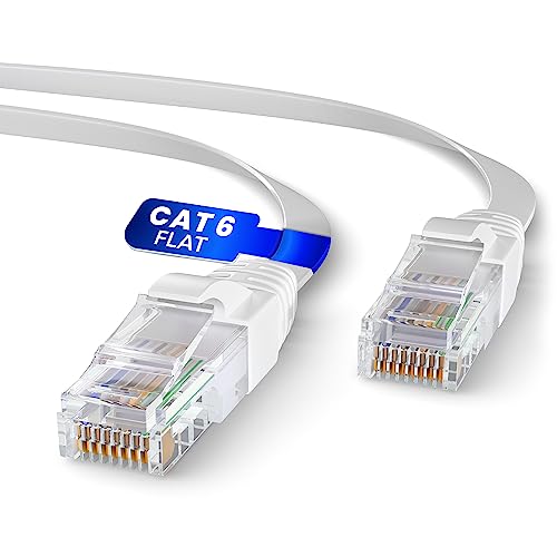 Mr. Tronic 10m Flaches Ethernet Netzwerkkabel Cat 6, LAN Netzwerkkabel mit RJ45 Anschlüssen Für Schnelle & Zuverlässige Internet, AWG24 Flach Patchkabel Cat 6 | 1 Gbps UTP CCA (10 Meter, Weiß) von Mr. Tronic