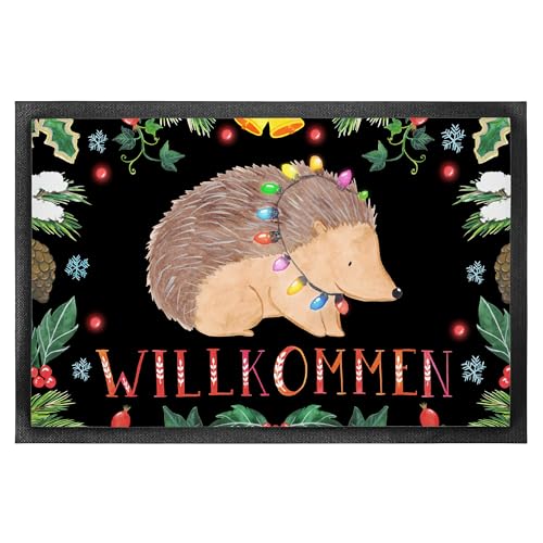 Mr. & Mrs. Panda 40 x 60 cm Fußmatte Igel Lichterkette - Geschenk, Weihnachtsdeko, Türvorleger, Schmutzfangmatte, Weihnachten, Vorleger, Fußabtreter, von Mr. & Mrs. Panda