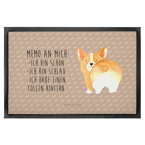 Mr. & Mrs. Panda 50 x 75 cm Fußmatte Corgi Po - Geschenk, Wauwau, Schmutzfangmatte, niedlich, Sprüche, Motivfußmatte, Hundespruch, Corgie, von Mr. & Mrs. Panda