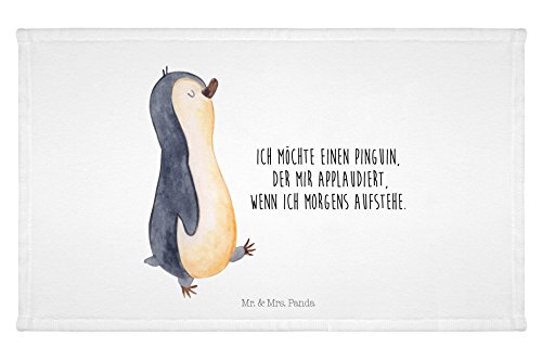 Mr. & Mrs. Panda Gäste Handtuch Pinguin marschieren - Geschenk, spazieren, Frühaufsteher, Familie, zufrieden, Kinder Handtuch, Reisehandtuch, von Mr. & Mrs. Panda