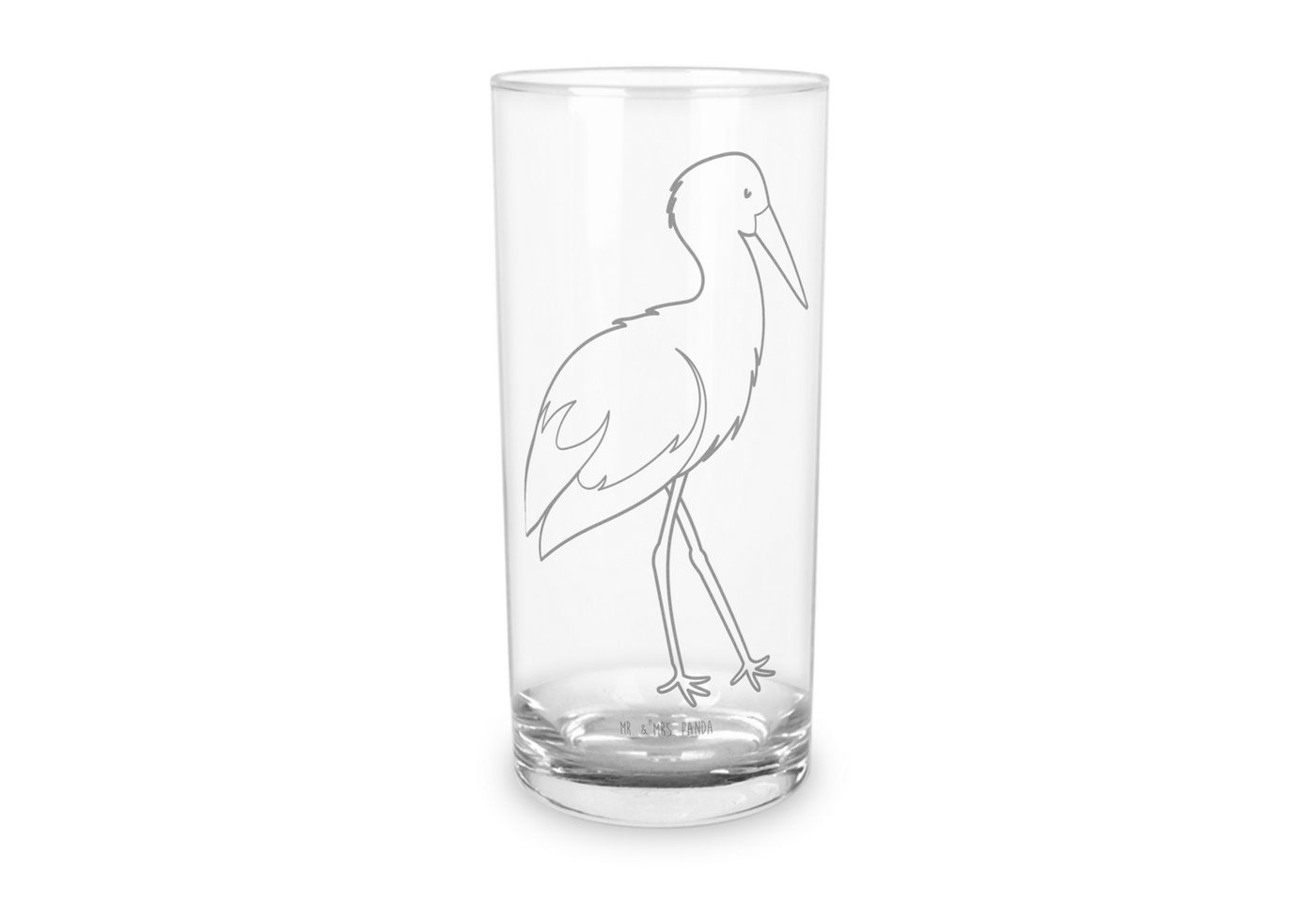Mr. & Mrs. Panda Glas 200 ml Storch - Transparent - Geschenk, Wasserglas, Mütter, Trinkglas, Premium Glas, Stilvolle Gravur von Mr. & Mrs. Panda