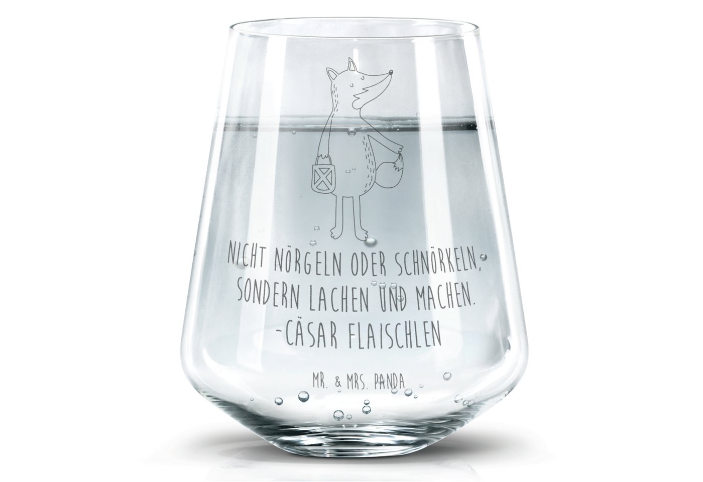 Mr. & Mrs. Panda Glas Fuchs Laterne - Transparent - Geschenk, Trinkglas, Sankt Martin, Aufm, Premium Glas, Hochwertige Gravur von Mr. & Mrs. Panda