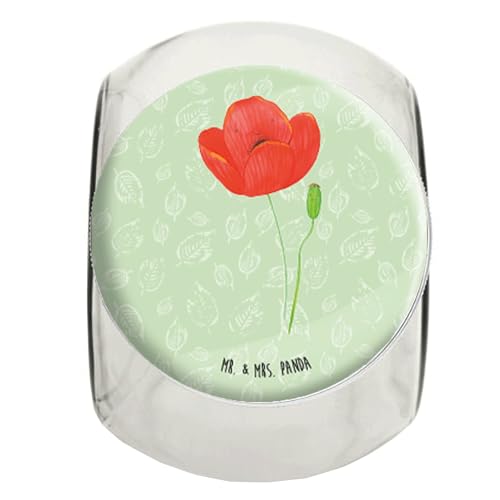 Mr. & Mrs. Panda L 870ml Bonbonglas Blume Mohnblume - Geschenk, Selbstliebe, Küchenorganizer, Sommer Deko, Aufbewahrungsdose, Snackdose, von Mr. & Mrs. Panda