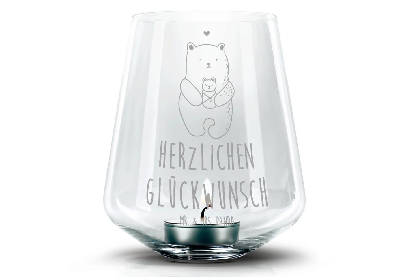 Mr. & Mrs. Panda Windlicht Bär Baby - Transparent - Geschenk, Glückwunsch, Geburtstag, Neffe, En (1 St), Elegante Ausstrahlung von Mr. & Mrs. Panda