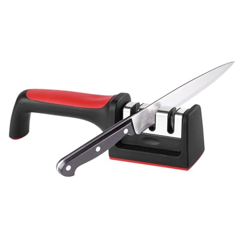 MsTeco Messerschärfer, 3 Stufen Knife Sharpener Messerschleifer Profi Messer Schärfen Messerschärfer Klein Manuelle Messer Schleifgerät für Kochmesser, Küchenmesser von MsTeco