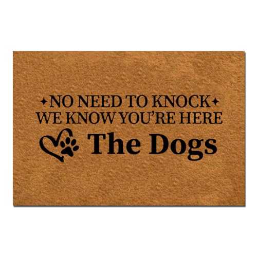 Msimplism.D Fußmatte mit Aufschrift "No Need to Knock The Dogs", lustige Hundematte, für den Innen- und Außenbereich, flaches Design, leicht zu reinigen, perfekte Heimdekoration und Geschenk von Msimplism.D