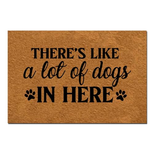 Msimplism.D Fußmatte mit Aufschrift "There's Like A Lot of Dogs in Here", lustige Hundepfotenmatte, für den Innen- und Außenbereich, flaches Design, leicht zu reinigen, perfekte Heimdekoration und von Msimplism.D