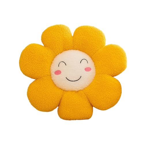 Blumenboden Kissen mit Smiley Gesicht,Blume Bodenkissen Sitzkissen,Plüsch Gänseblümchen Kissen Blumenförmiges Wurfkissen,Boden Stuhl Sitzkissen,Tatami Sitzkissen,Blumenkissen für Schlafzimmer Sofa von Mtbricey