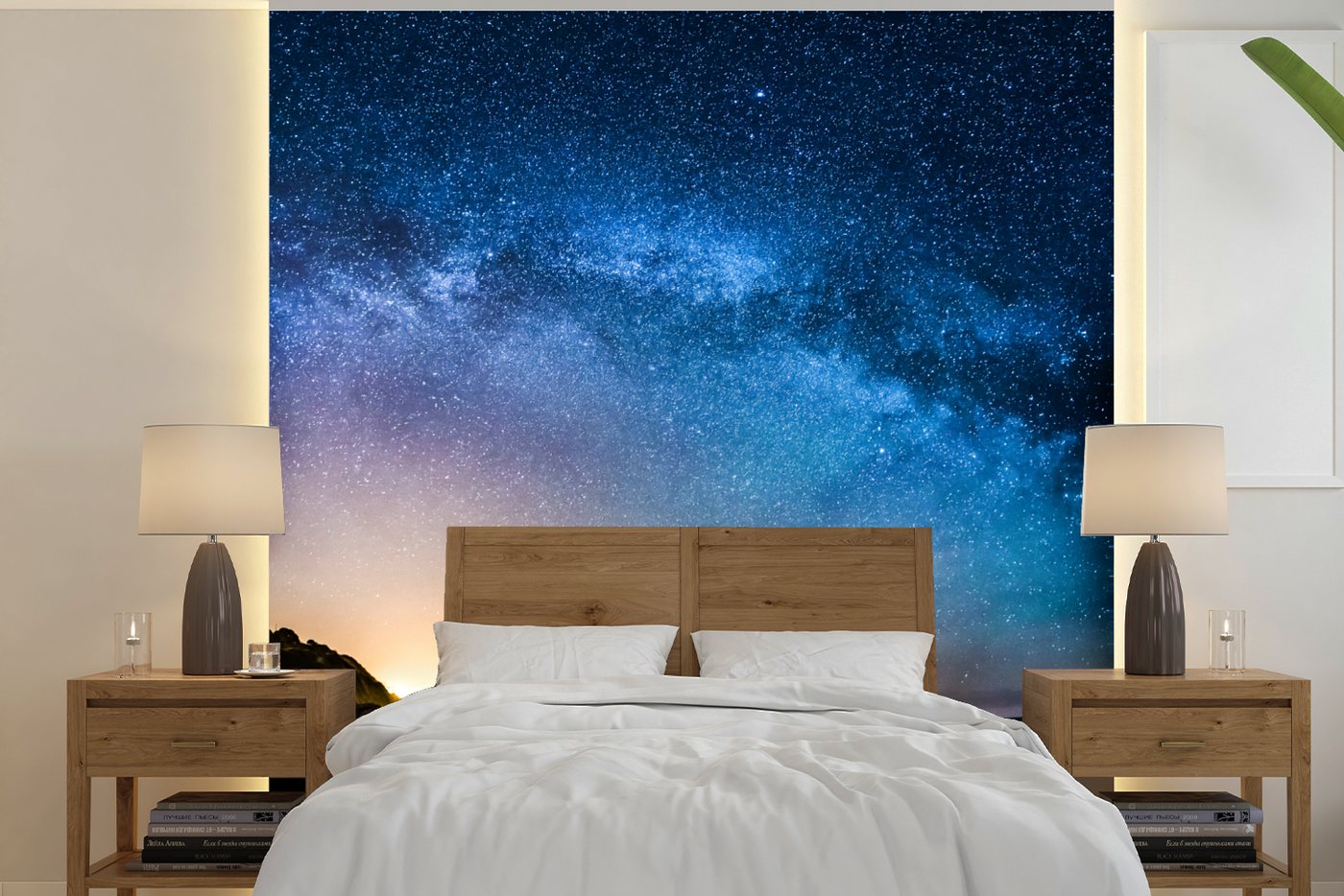 MuchoWow Fototapete Galaxie - Universum - Sonne - Jungen - Mädchen - Kinder, Matt, bedruckt, (7 St), Vinyl Tapete für Wohnzimmer oder Schlafzimmer, Wandtapete von MuchoWow