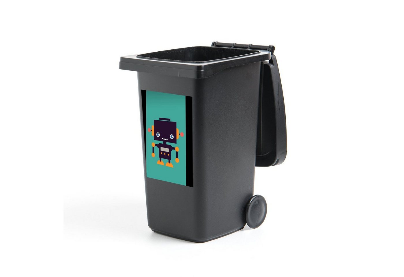 MuchoWow Wandsticker Roboter - Gesicht - Antenne - Blau - Jungen (1 St), Mülleimer-aufkleber, Mülltonne, Sticker, Container, Abfalbehälter von MuchoWow