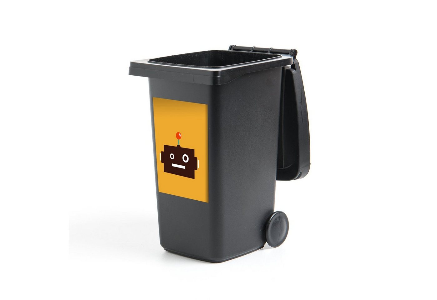 MuchoWow Wandsticker Roboter - Gesicht - Antenne - Gelb - Jungen - Kind (1 St), Mülleimer-aufkleber, Mülltonne, Sticker, Container, Abfalbehälter von MuchoWow